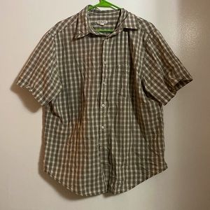 men’s green / beige plaid button up